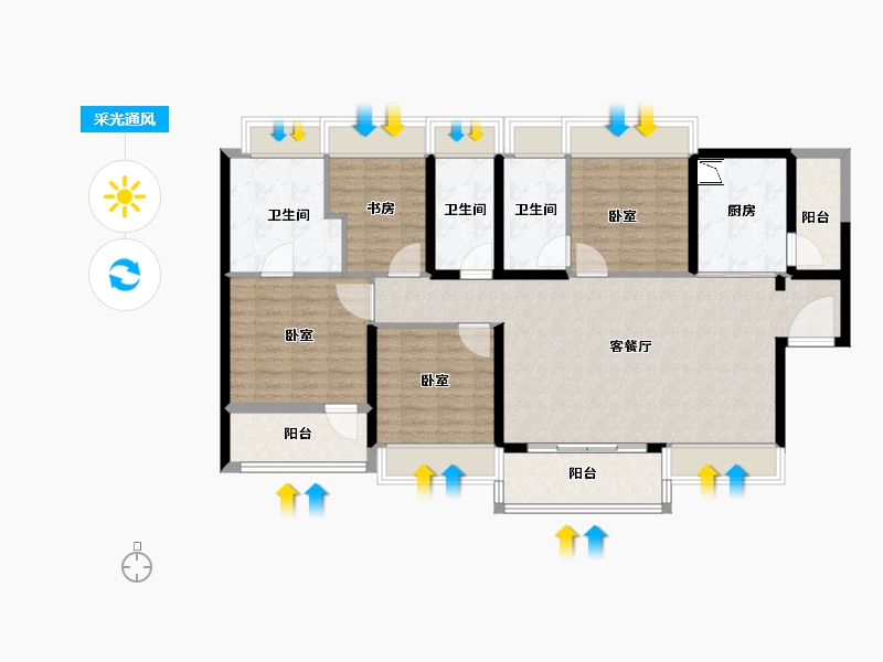 广东省-深圳市-大悦城·天玺壹号住宅-116.00-户型库-采光通风