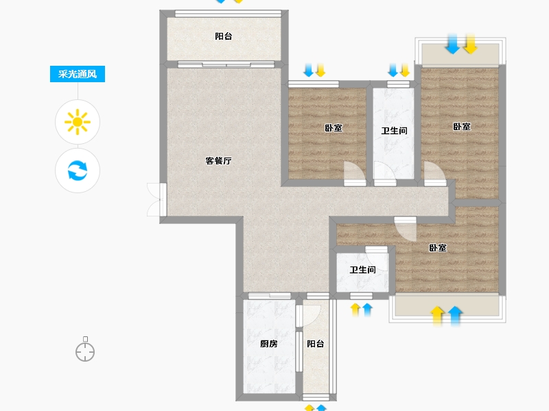 湖南省-衡阳市-中城绿洲-94.33-户型库-采光通风