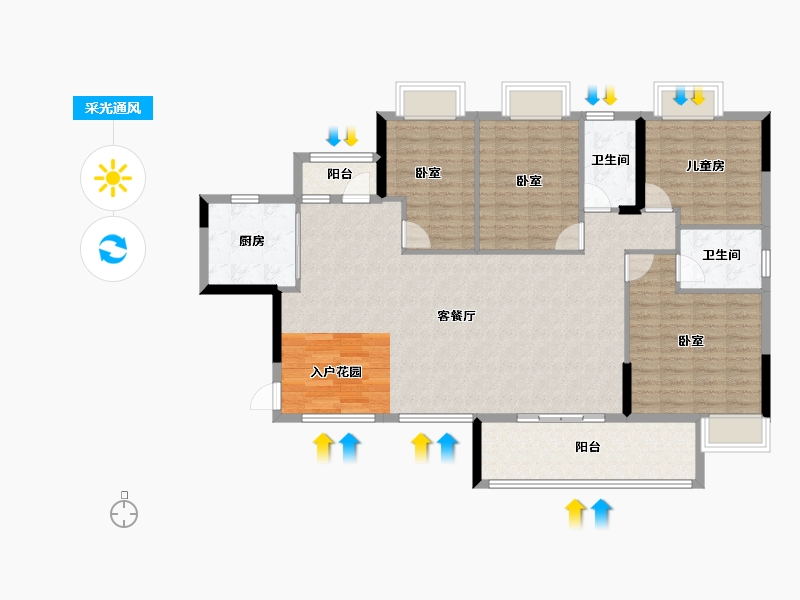 湖北省-咸宁市-璟湖世纪城-123.82-户型库-采光通风