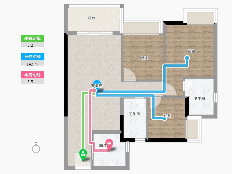 广东省-深圳市-华润置地公园九里花园住宅-76.00-户型库-动静线