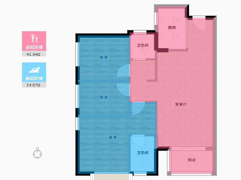 广东省-东莞市-万科珠江东岸-68.97-户型库-动静分区