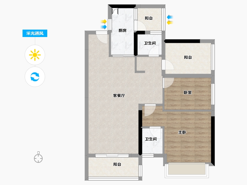 广东省-佛山市-岭南天地璟廷-76.69-户型库-采光通风