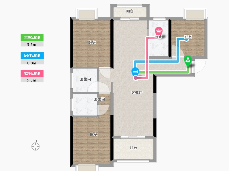 湖北省-武汉市-汉口左岸天地二期-105.00-户型库-动静线