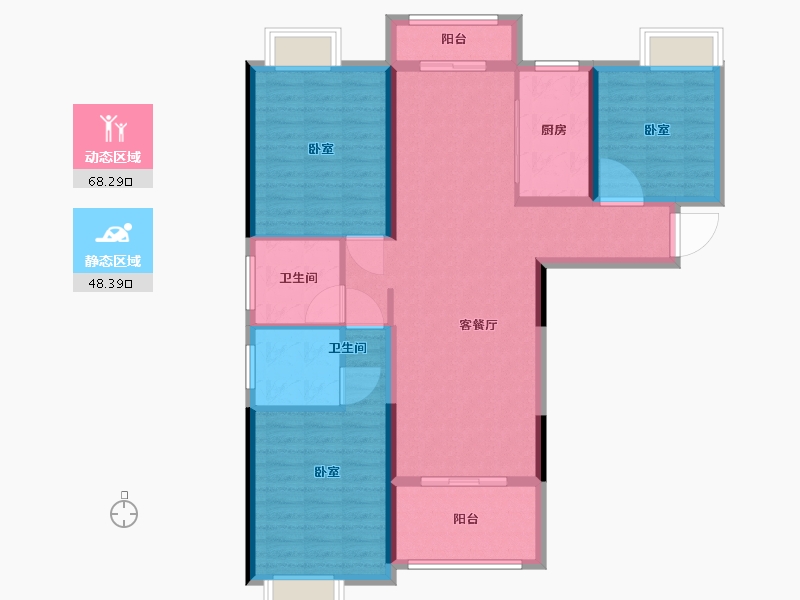 湖北省-武汉市-汉口左岸天地二期-105.00-户型库-动静分区