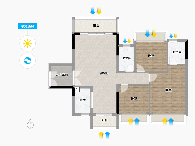 广东省-佛山市-雅瑶绿洲星悦湾-95.01-户型库-采光通风