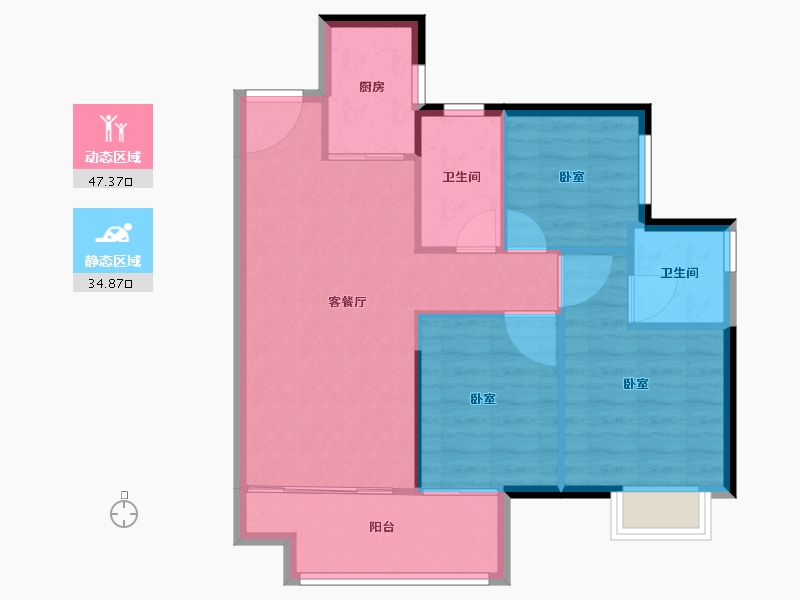 广东省-阳江市-保利中央公馆-75.01-户型库-动静分区