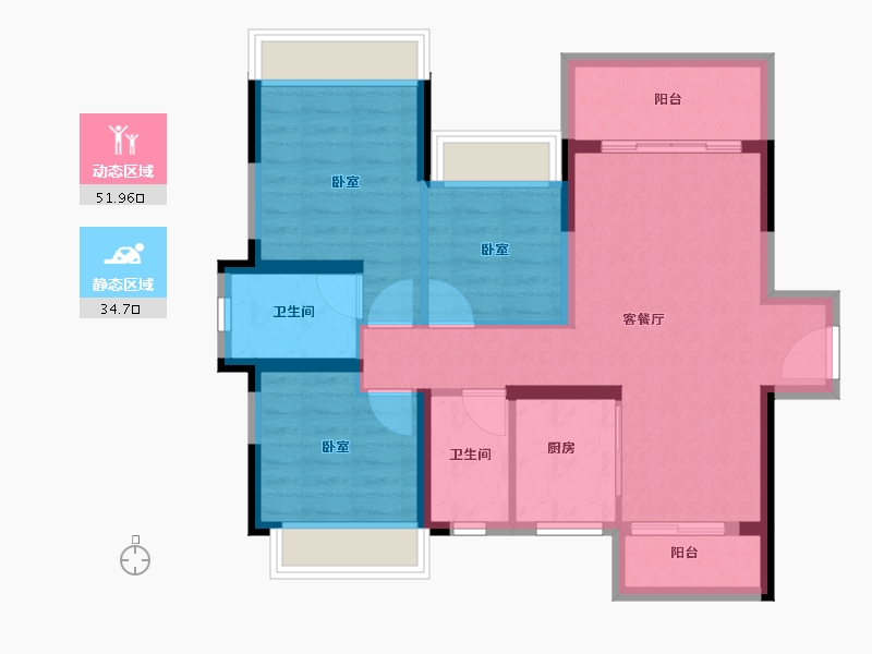 广东省-韶关市-云星钱隆誉园-77.00-户型库-动静分区