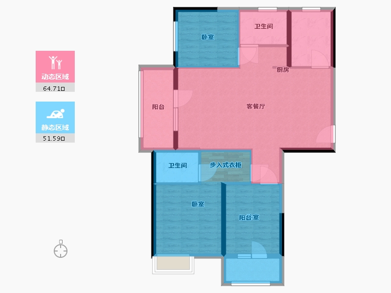 湖北省-武汉市-兰江公园里-105.00-户型库-动静分区