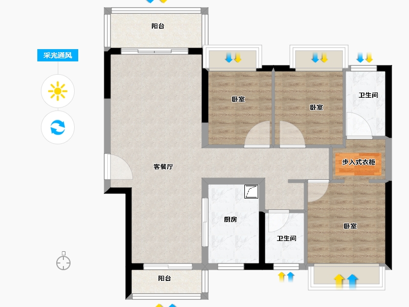 广东省-佛山市-佛山美的城-93.01-户型库-采光通风