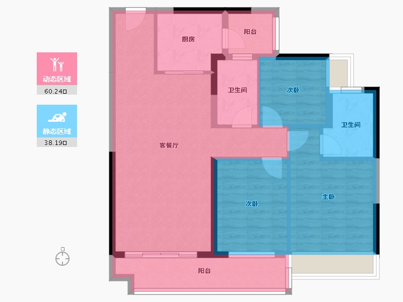 广东省-阳江市-敏捷云锦华府-88.06-户型库-动静分区