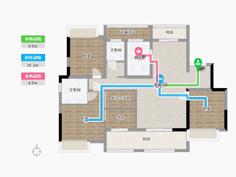 湖南省-长沙市-洋沙小镇-112.56-户型库-动静线