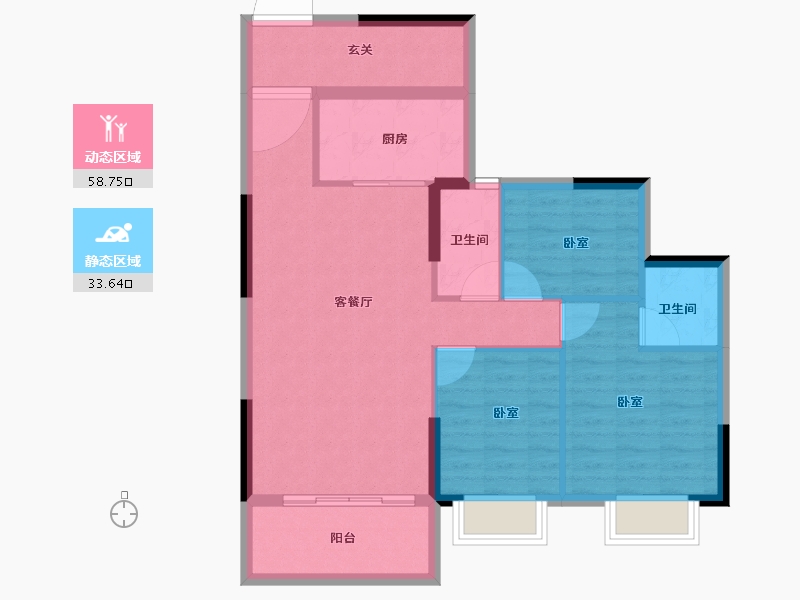 广东省-广州市-仟信广场-83.25-户型库-动静分区