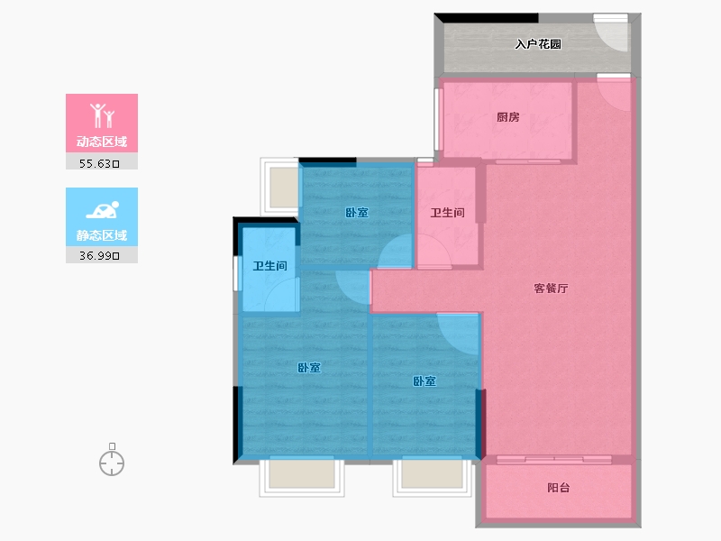 广东省-广州市-仟信广场-90.57-户型库-动静分区