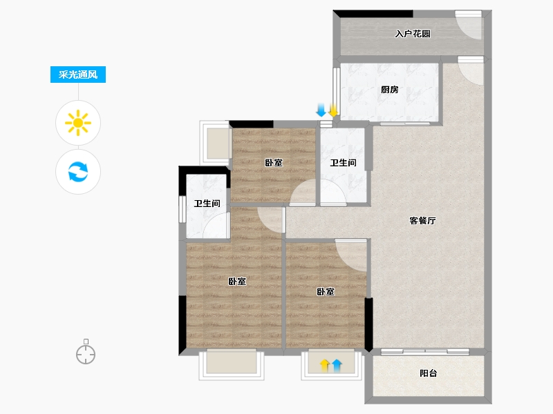 广东省-广州市-仟信广场-90.57-户型库-采光通风