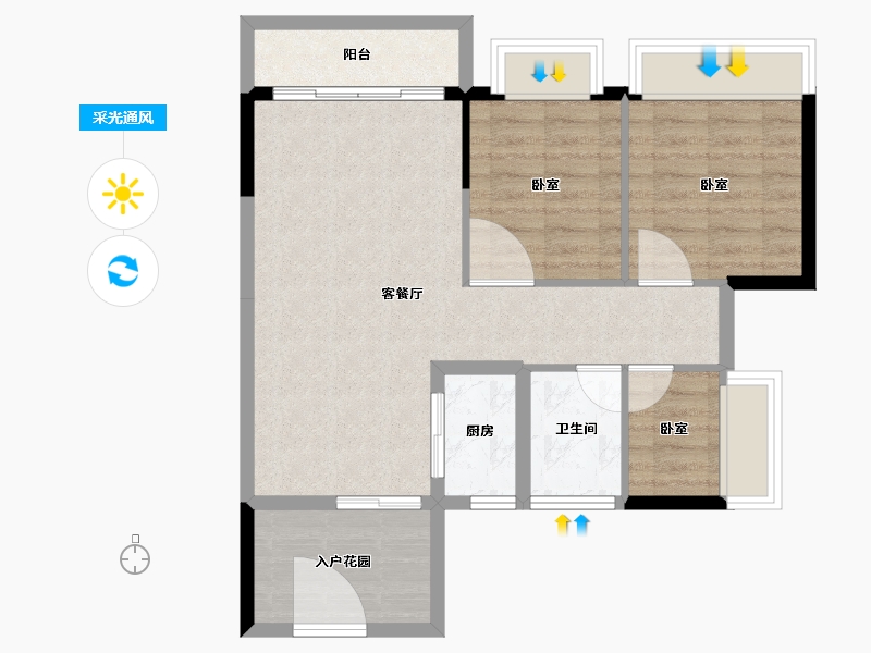 广东省-惠州市-华晟豪庭三期-70.78-户型库-采光通风