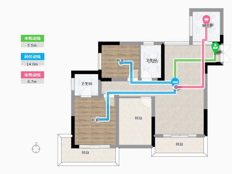 湖南省-长沙市-红星怡景苑-77.37-户型库-动静线