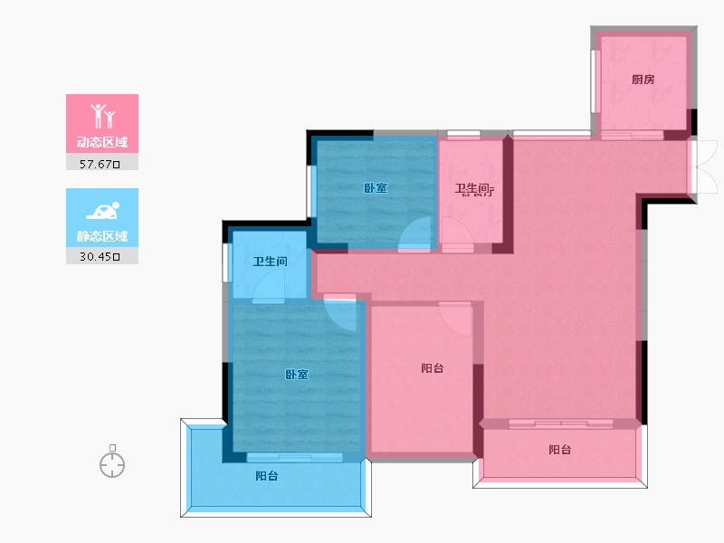 湖南省-长沙市-红星怡景苑-77.37-户型库-动静分区