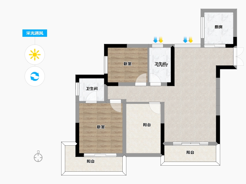 湖南省-长沙市-红星怡景苑-77.37-户型库-采光通风