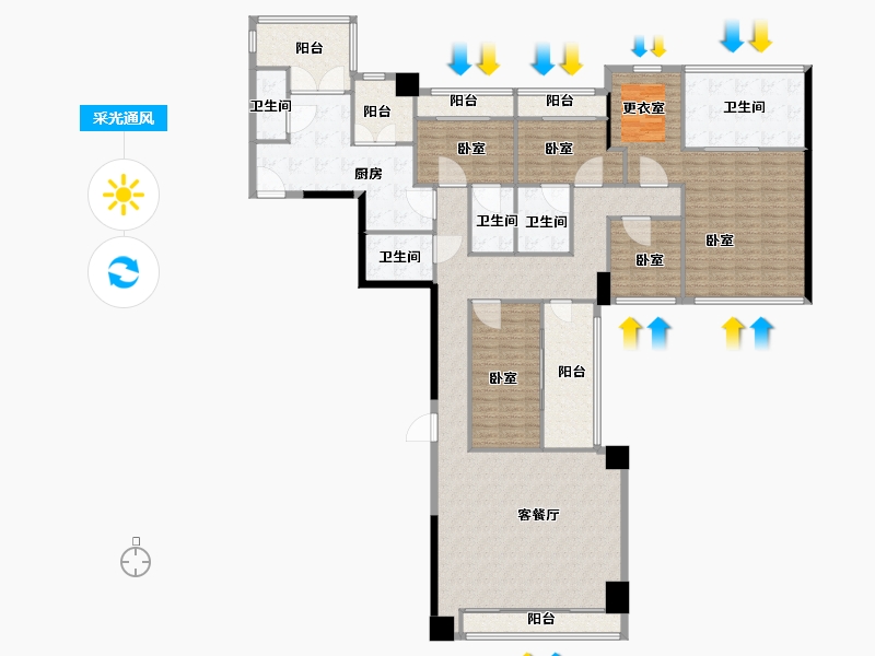 广东省-深圳市-华侨城新天鹅堡-214.00-户型库-采光通风