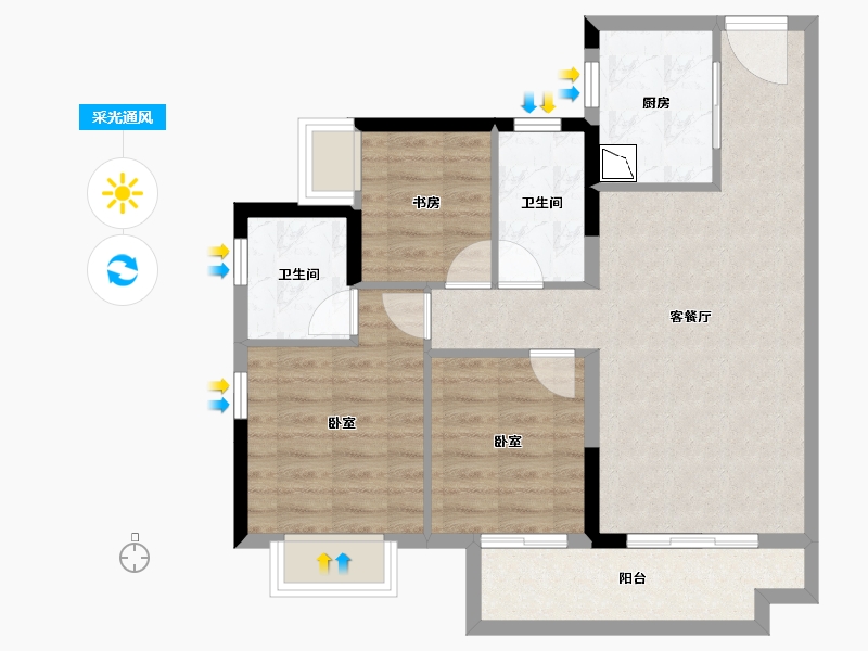 广东省-广州市-融创鼎湖府-74.23-户型库-采光通风