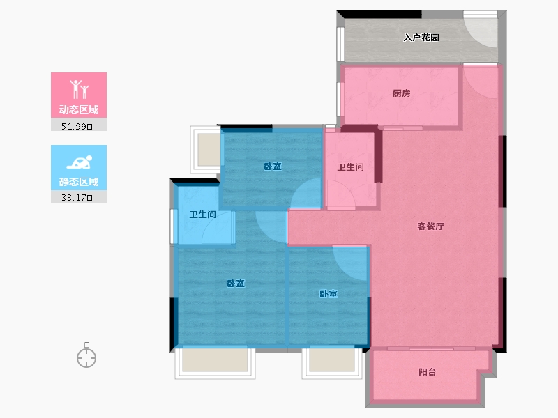 广东省-广州市-仟信广场-84.61-户型库-动静分区