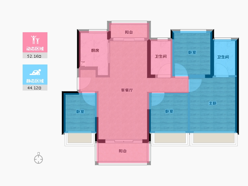 广东省-佛山市-龙光玖誉府-85.29-户型库-动静分区