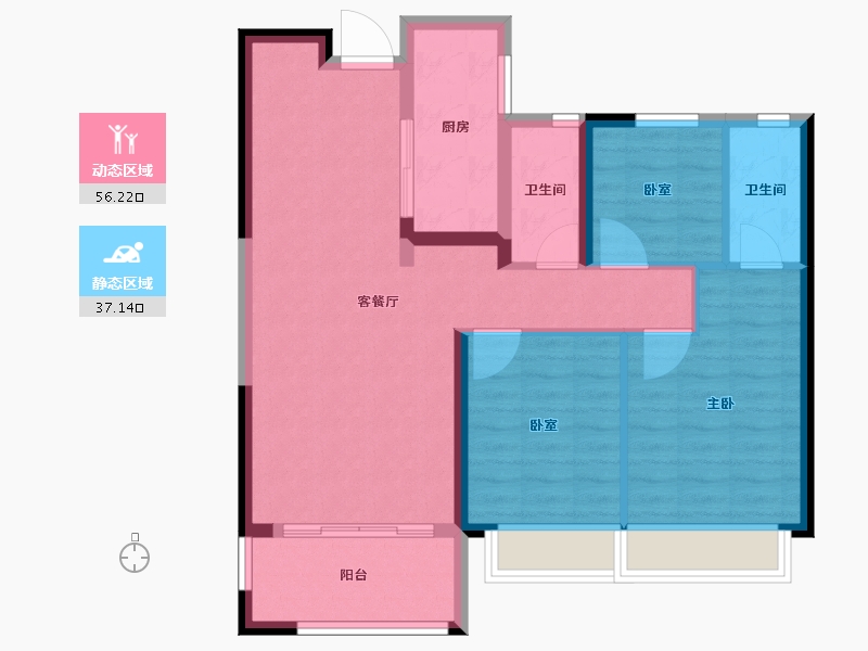 湖南省-郴州市-中铁岭南府-83.72-户型库-动静分区