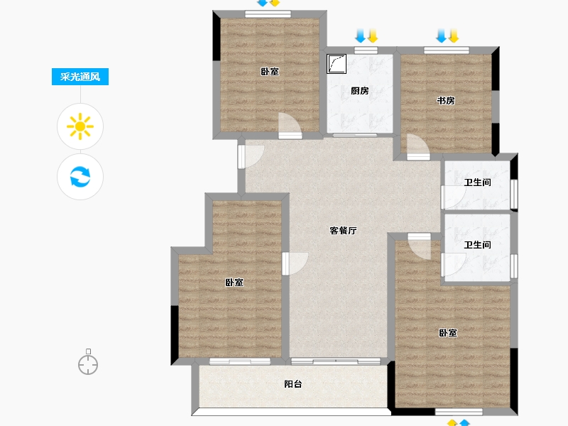 安徽省-黄山市-仙源佳苑-116.79-户型库-采光通风