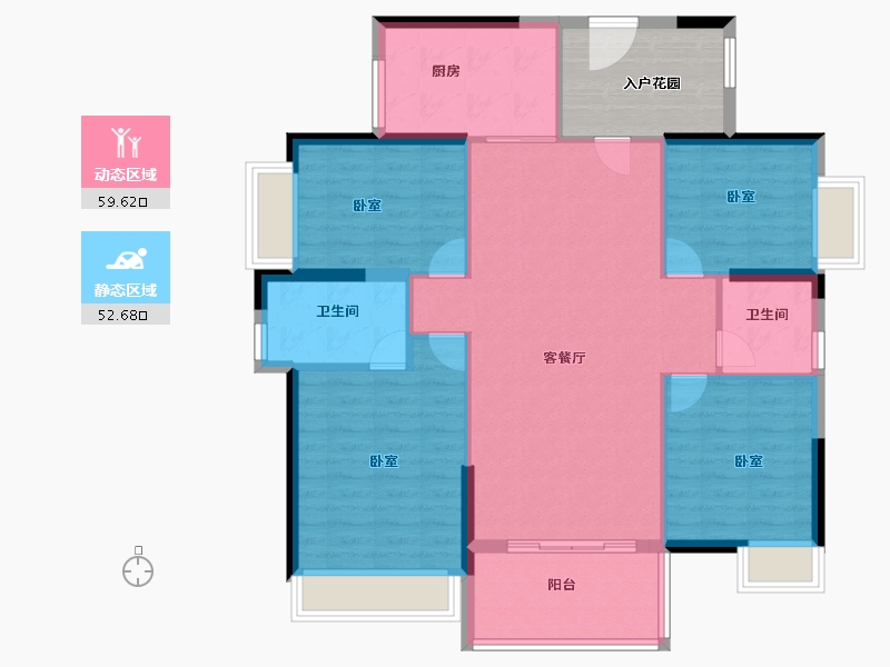 广东省-佛山市-佛山美的城-110.00-户型库-动静分区