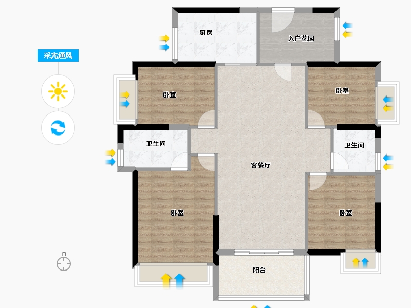 广东省-佛山市-佛山美的城-110.00-户型库-采光通风