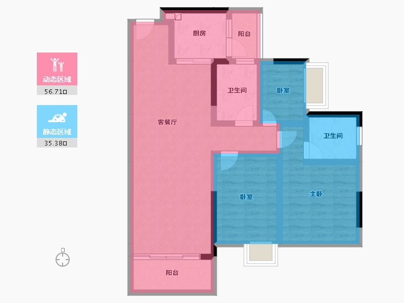 广东省-佛山市-雅瑶绿洲星悦湾-80.55-户型库-动静分区