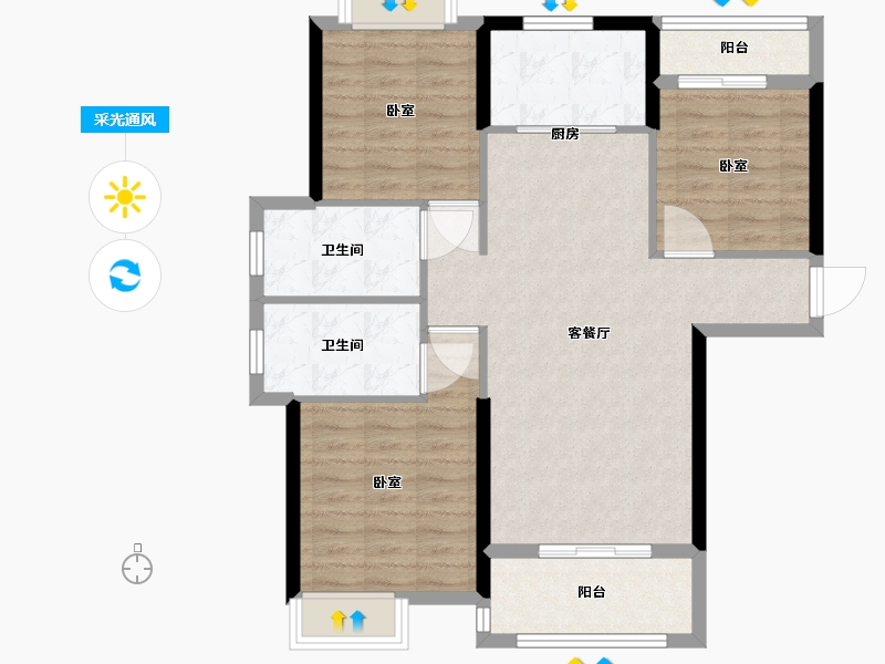 湖北省-武汉市-兰江公园里-89.43-户型库-采光通风