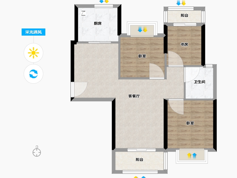 湖北省-武汉市-兰江公园里-78.47-户型库-采光通风