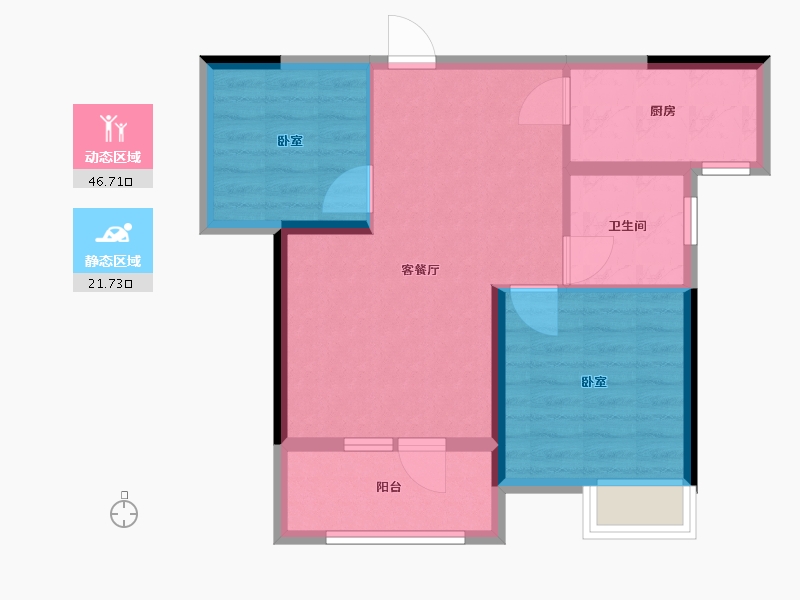 湖北省-武汉市-兰江公园里-61.00-户型库-动静分区