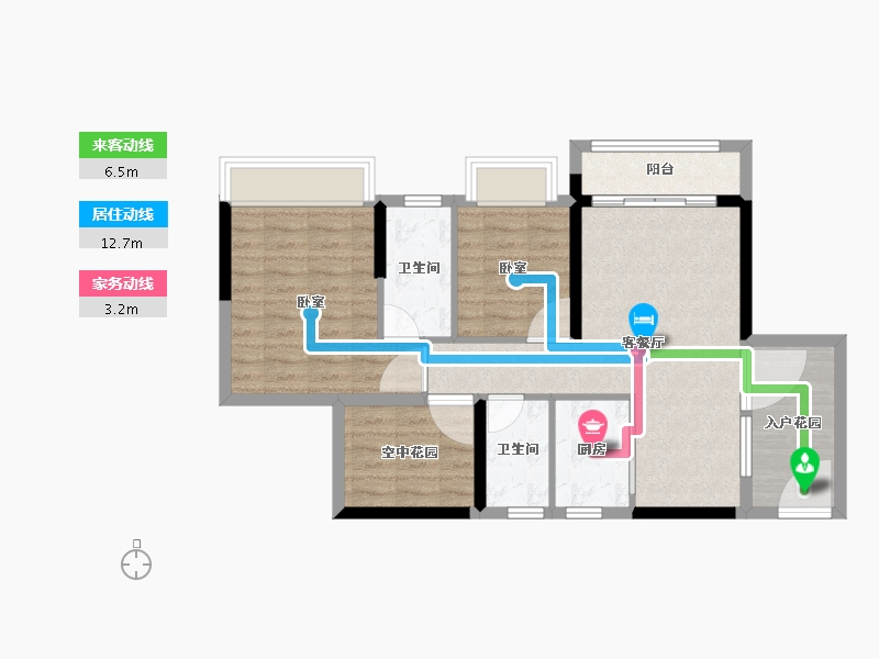 广东省-惠州市-碧桂园龙海壹号-74.60-户型库-动静线