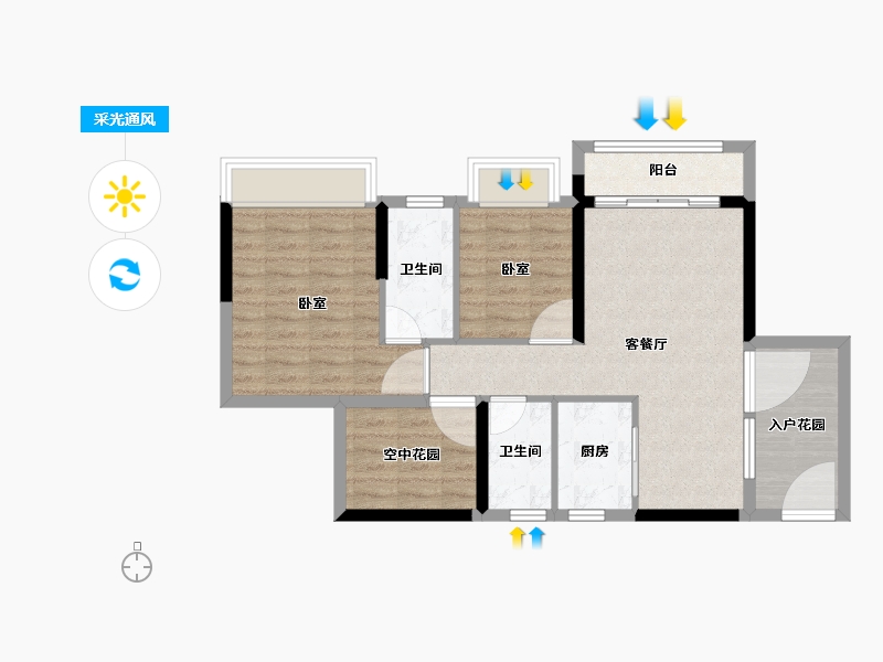 广东省-惠州市-碧桂园龙海壹号-74.60-户型库-采光通风