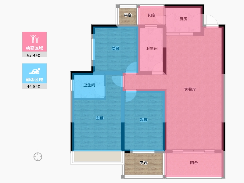 湖南省-张家界市-澧水嘉园景城-102.60-户型库-动静分区