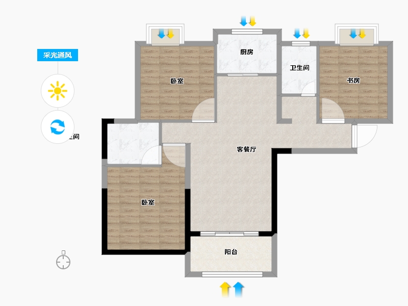 河南省-信阳市-东方今典·中央城-102.17-户型库-采光通风