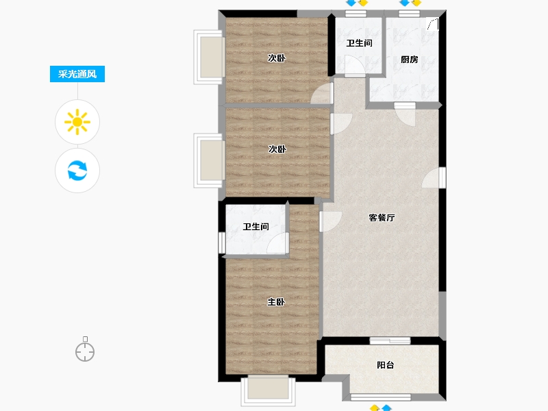 福建省-福州市-阳光城山与海-86.79-户型库-采光通风