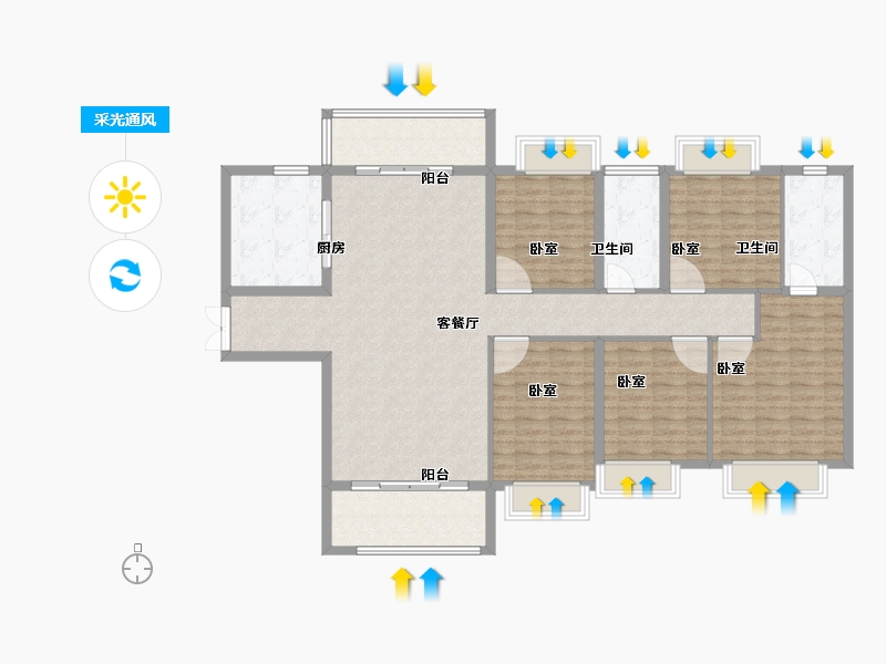 湖南省-长沙市-佳兆业湘府熙园-143.00-户型库-采光通风