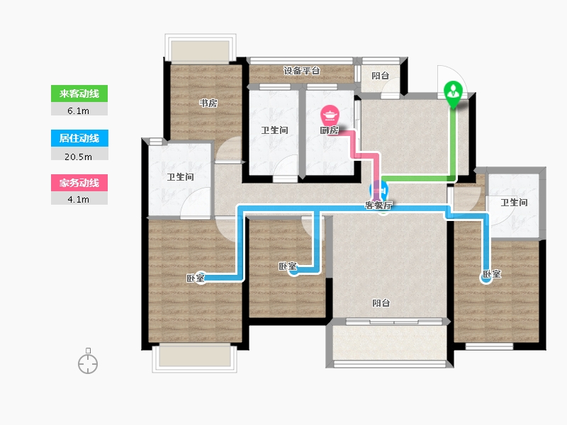 湖南省-长沙市-正荣滨江紫阙台-118.00-户型库-动静线