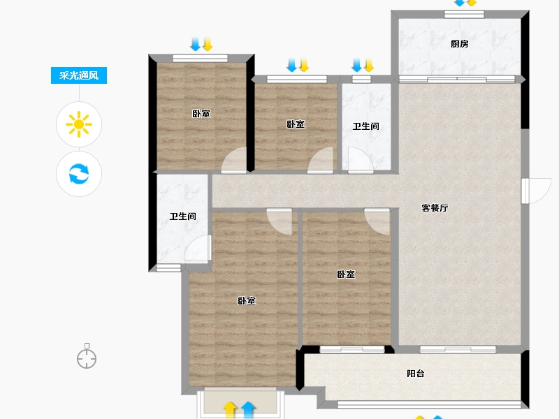 湖南省-长沙市-龙湖春江天玺-114.00-户型库-采光通风