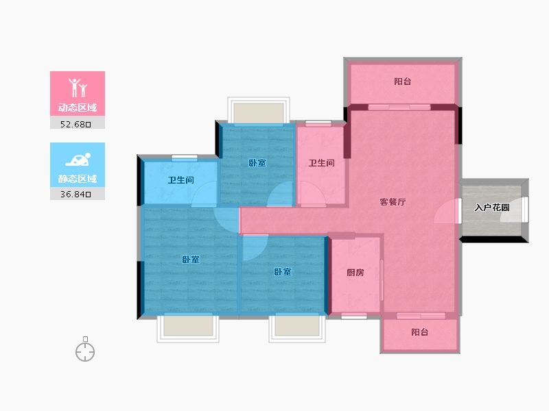 广东省-佛山市-美的翰城-85.18-户型库-动静分区