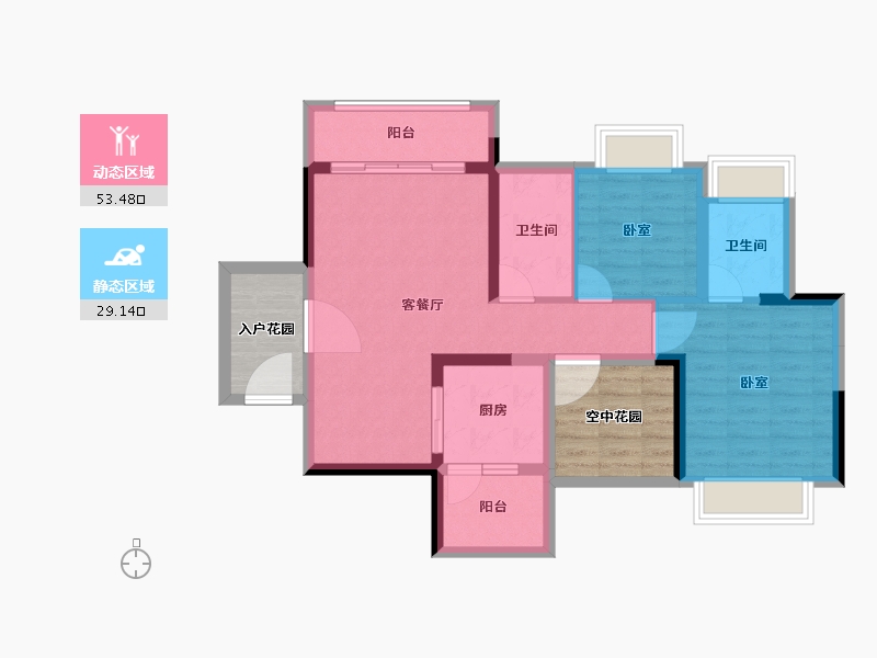 广东省-惠州市-碧桂园龙海壹号-85.55-户型库-动静分区