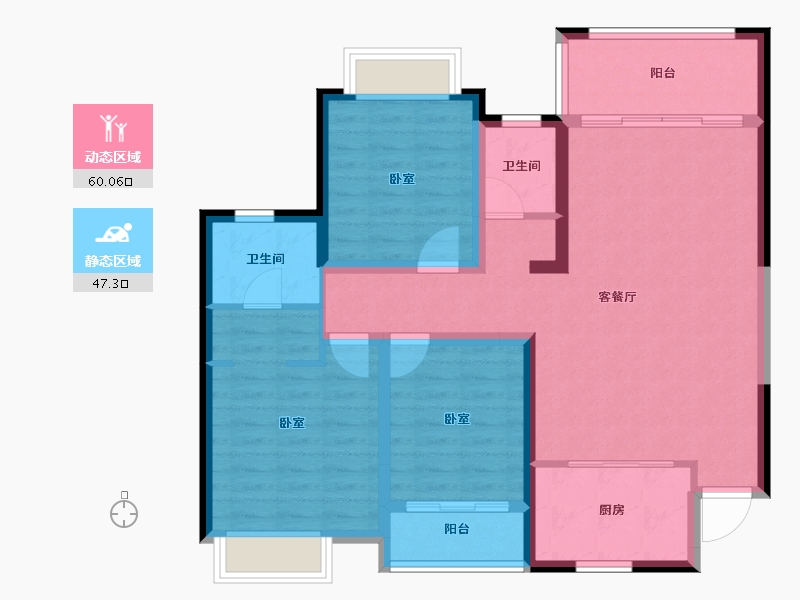 湖南省-长沙市-国欣·向荣府-96.00-户型库-动静分区