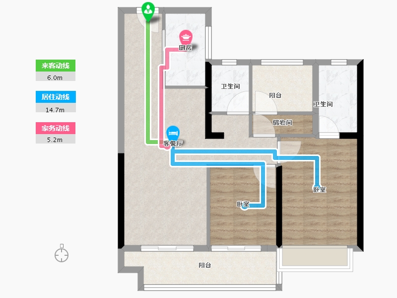 湖南省-长沙市-卓越伊景苑-85.00-户型库-动静线