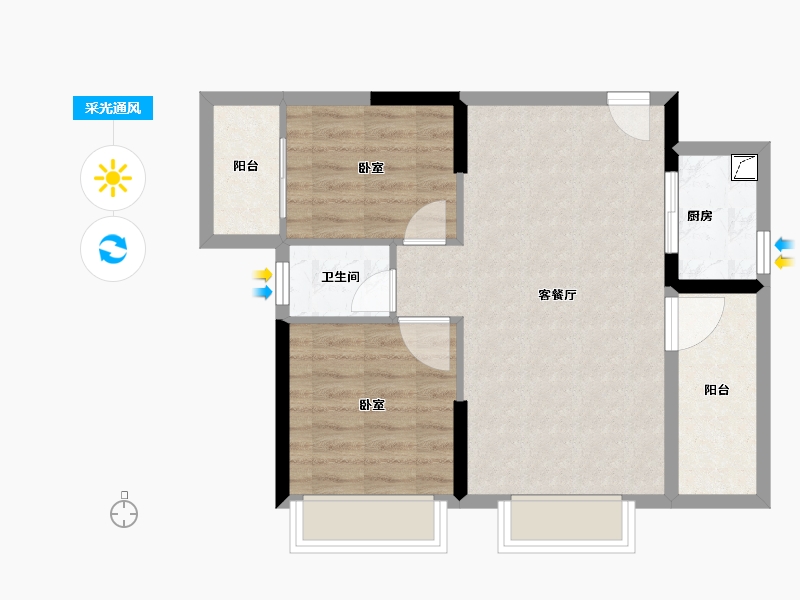 广东省-惠州市-华晟豪庭三期-61.88-户型库-采光通风