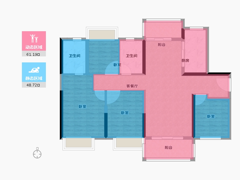 湖南省-长沙市-招商华发依云曦城-98.00-户型库-动静分区