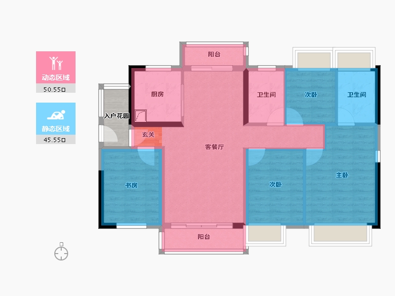 广东省-清远市-融创春风岭南-88.77-户型库-动静分区