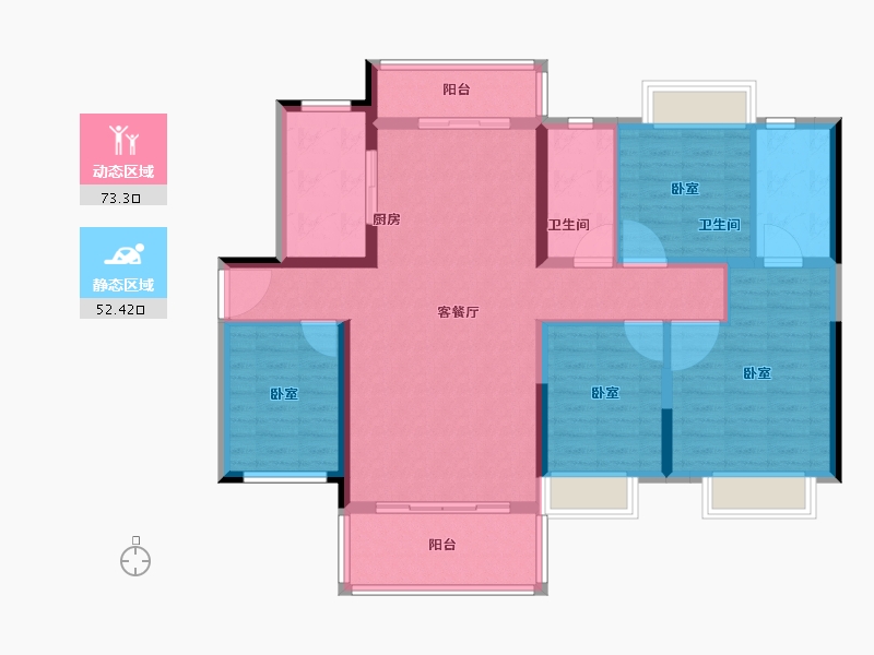 湖南省-长沙市-招商华发依云曦城-113.00-户型库-动静分区